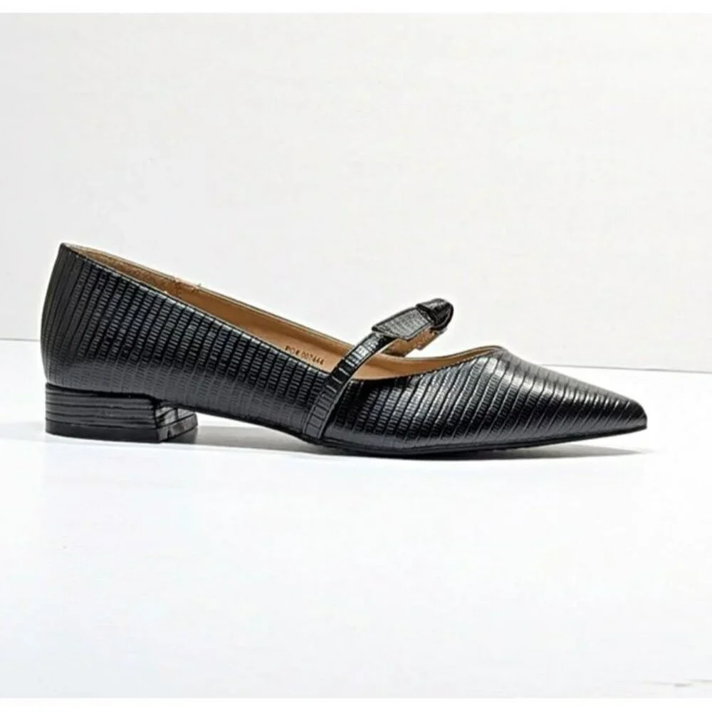 Journee Collection Black Textured Mary Jane Flats